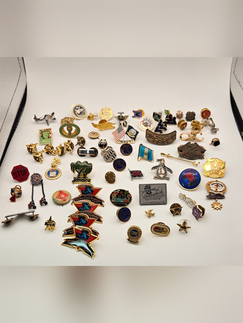 Lot 68 Vintage Mixed Lapel Pins Hat Pins Brooches Military Sports Travel